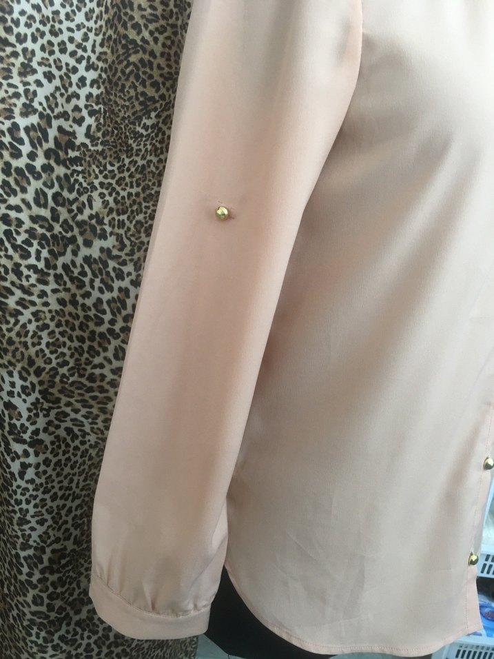 Somon renk Düğmeli Kadın Gömlek - Görsel 3