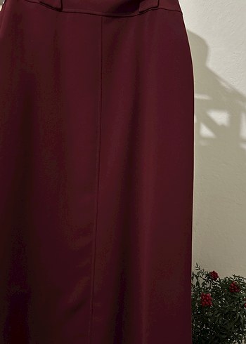 Bordo Kadın Vintage Uzun Etek - Görsel 2