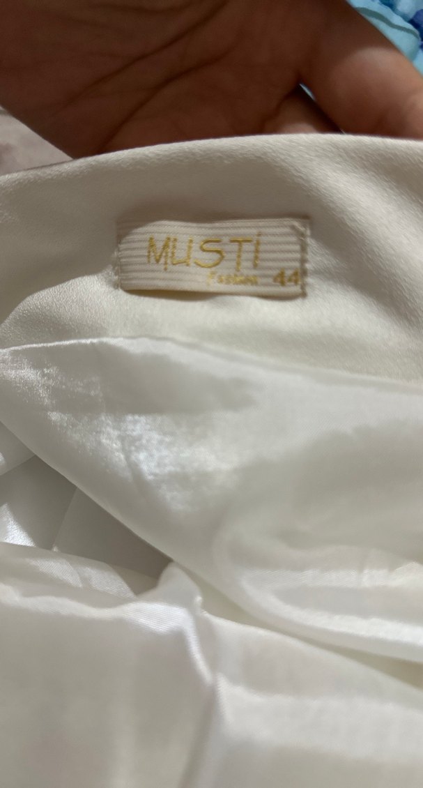 Beyaz Uzun Pamuklu Drapeli Etek - Görsel 3