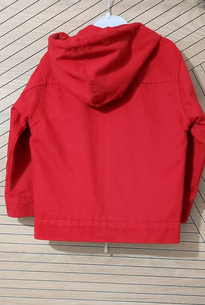 Kapüşonlu Düğmeli Erkek Çocuk Kırmızı İnce mevsimlik Mont - Görsel 2