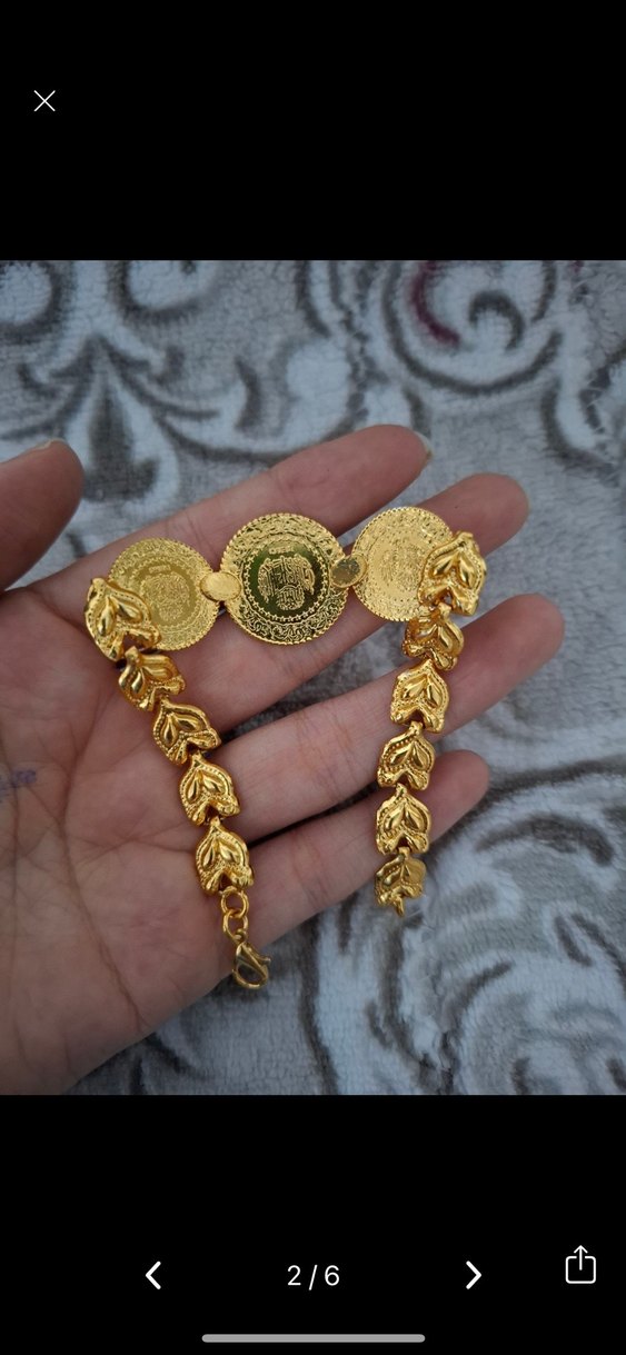 Nakışlı Zincir Detaylı Altın Renk Vintage Bileklik - Görsel 2