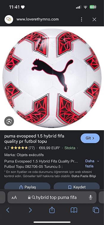 Puma evo speed 1.5 hybrid futbol topu fifa quality
