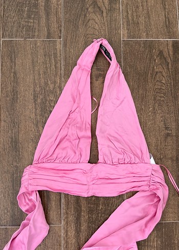 Zara Pembe Drapeli Kadın Wrap Üst