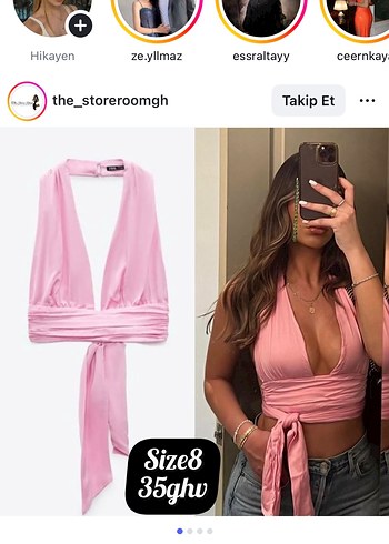 Zara Zara Pembe Drapeli Kadın Wrap Üst