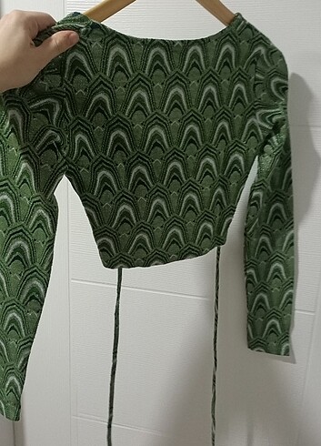 xs Beden yeşil Renk Bershka crop bluz