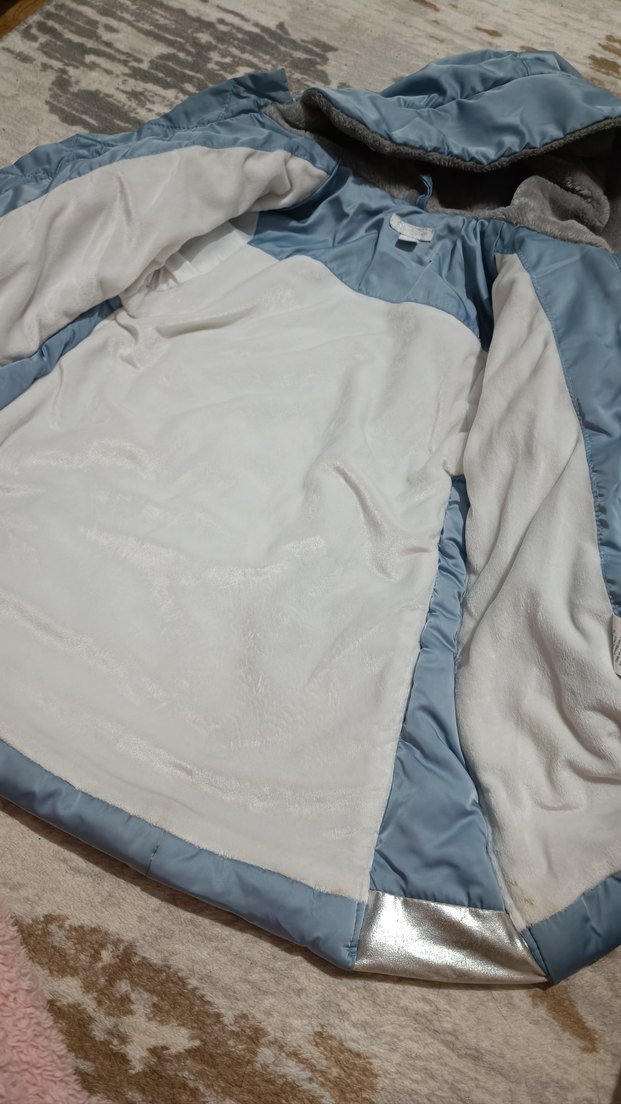 Mavi Fermuarlı Kadın Kışlık Mont - Görsel 4