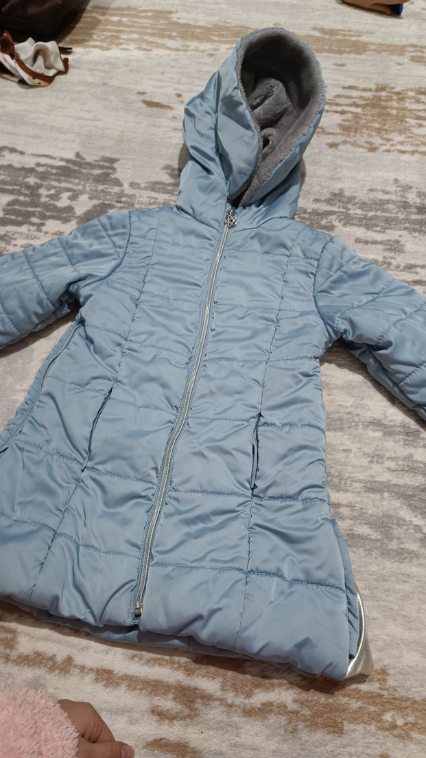 Mavi Fermuarlı Kadın Kışlık Mont - Görsel 2