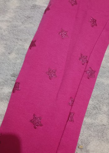 Nakışlı Pembe Kız Taytları, Esnek Bel - Görsel 7