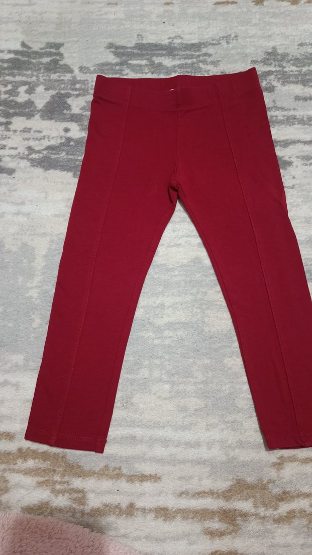 Nakışlı Pembe Kız Taytları, Esnek Bel - Görsel 2