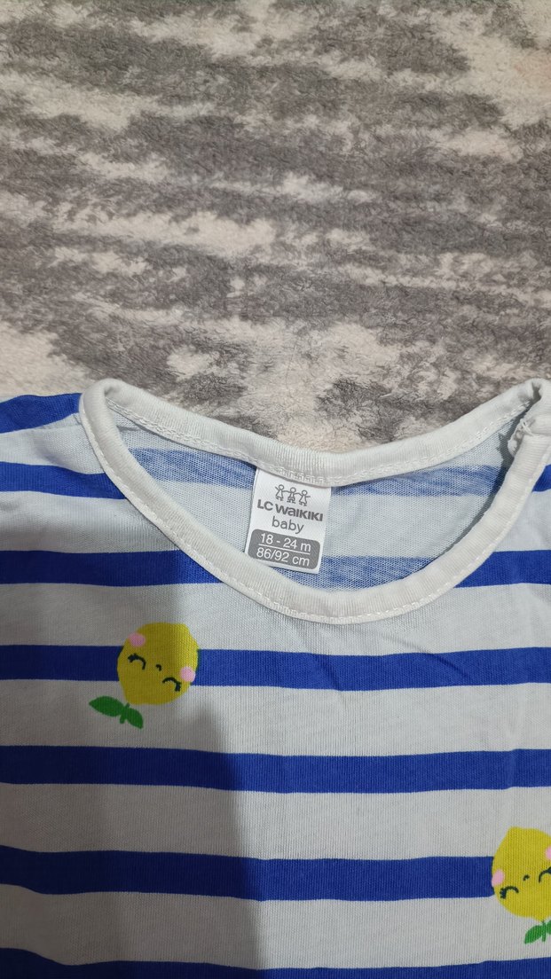 Kız Çocuk Renkli Çizgili Fırfırlı Tişört - Görsel 2