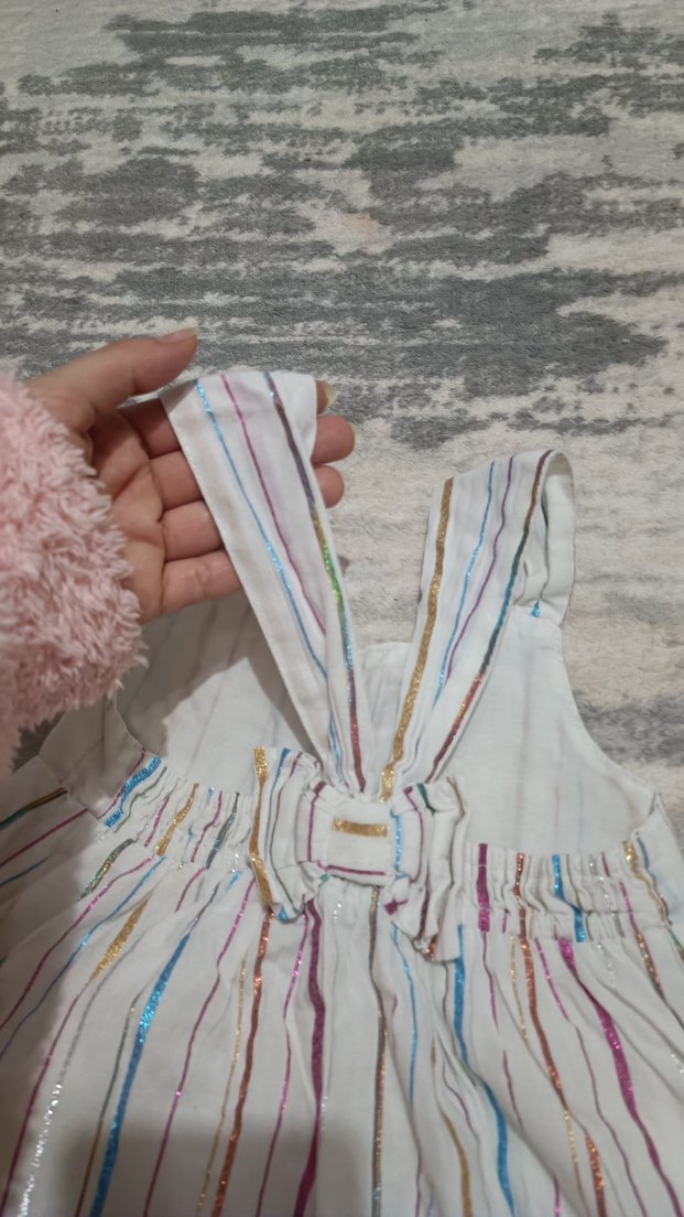 Kız Çocuk Çok Renkli Askılı Elbise - Görsel 3