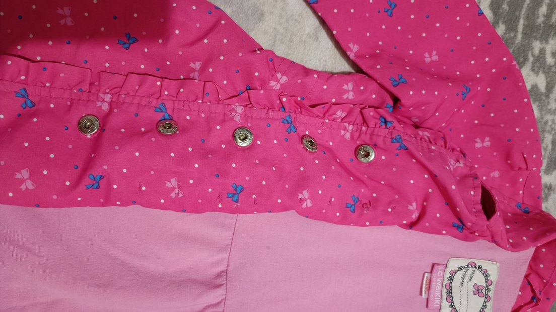 Kız Çocuk Pembe Düğmeli Yağmurluk - Görsel 3