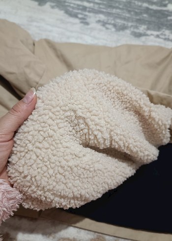 Çocuk Bej Kapüşonlu Uzun Kışlık Mont - Görsel 9