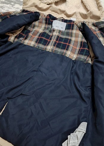 Çocuk Bej Kapüşonlu Uzun Kışlık Mont - Görsel 7