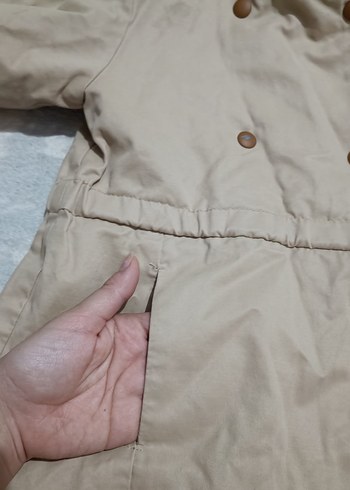 Çocuk Bej Kapüşonlu Uzun Kışlık Mont - Görsel 5