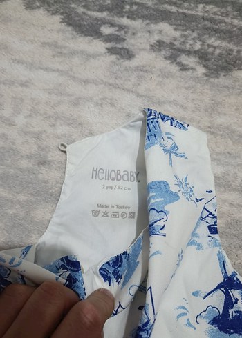 Mavi Desenli Kız Çocuk Fırfırlı Elbise - Görsel 4