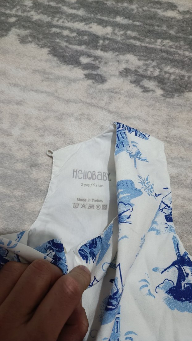 Mavi Desenli Kız Çocuk Fırfırlı Elbise - Görsel 4