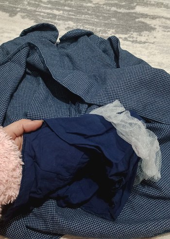 Uzun Kollu Lacivert Kız Çocuk Kot Elbise - Görsel 4