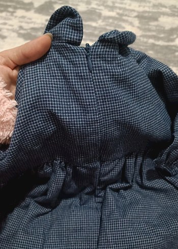 Uzun Kollu Lacivert Kız Çocuk Kot Elbise - Görsel 3