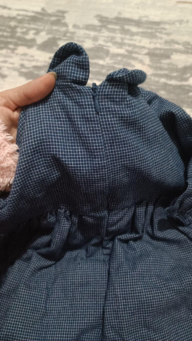 Uzun Kollu Lacivert Kız Çocuk Kot Elbise - Görsel 3