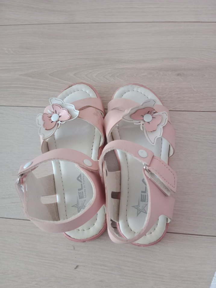 Kız Çocuk Pembe Çiçekli Tokalı Sandalet - Görsel 3