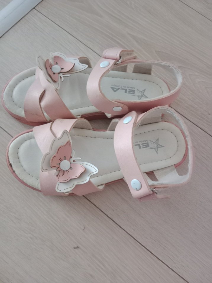 Kız Çocuk Pembe Çiçekli Tokalı Sandalet - Görsel 2