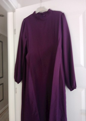 Mor Uzun Kollu Drapeli Kadın Elbise - Görsel 5