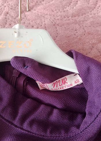 Mor Uzun Kollu Drapeli Kadın Elbise - Görsel 6