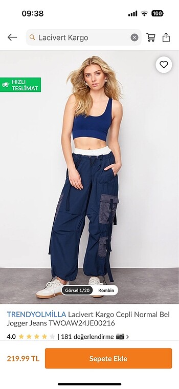 Trendyolmilla Lacivert Kargo Paraşüt Pantolon