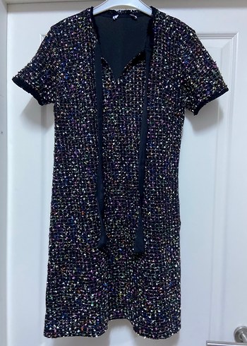 Zara Kısa Kollu Örgü Mini Elbise