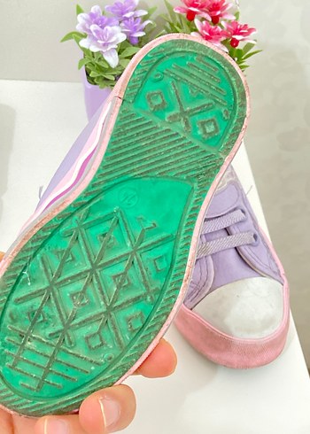 Kız Çocuk Mor Bağcıklı ve Cırtlı Spor Ayakkabı - Görsel 3