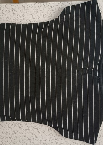 xs Beden çizgili dar crop tişört