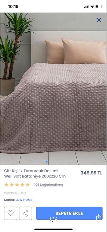LCW HOME ÇİFT KİŞİLİK PELUŞ BATTANİYE