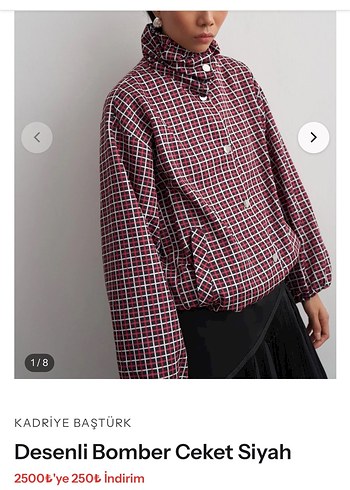 Diğer Kirmizi Beyaz Kareli Bomber Ceket