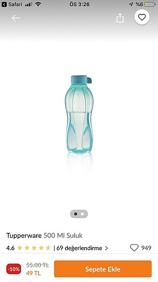  Beden Tupperware küçük boy suluk