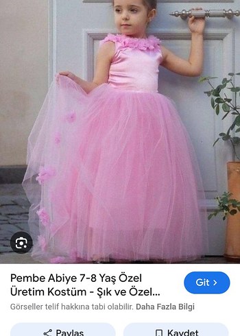Pembe Kız Çocuk Abiye Elbise 10 Yaş