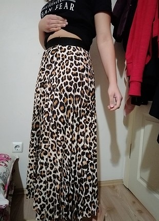 Leoparlı uzun etek 