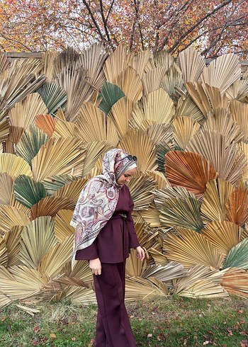 Bordo Drapeli Kadın Uzun Takım - Görsel 5