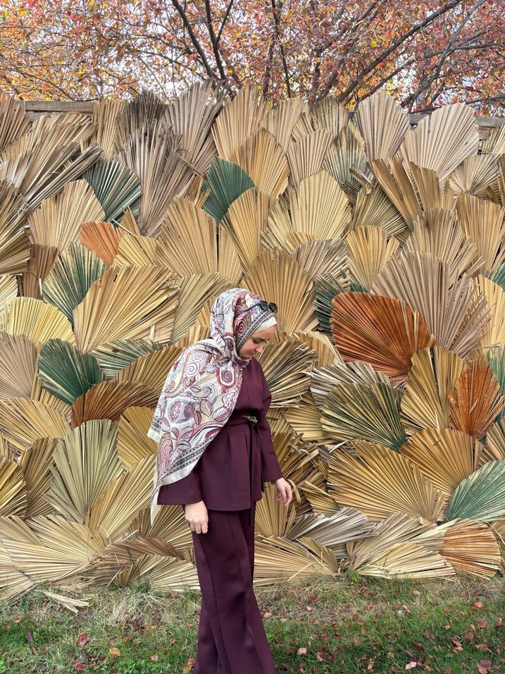 Bordo Drapeli Kadın Uzun Takım - Görsel 5