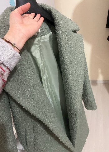 Gri Midi Kadın Kaban, Kürklü Detaylı - Görsel 4