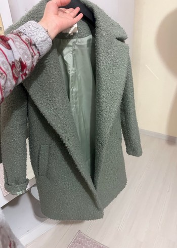 Gri Midi Kadın Kaban, Kürklü Detaylı - Görsel 5