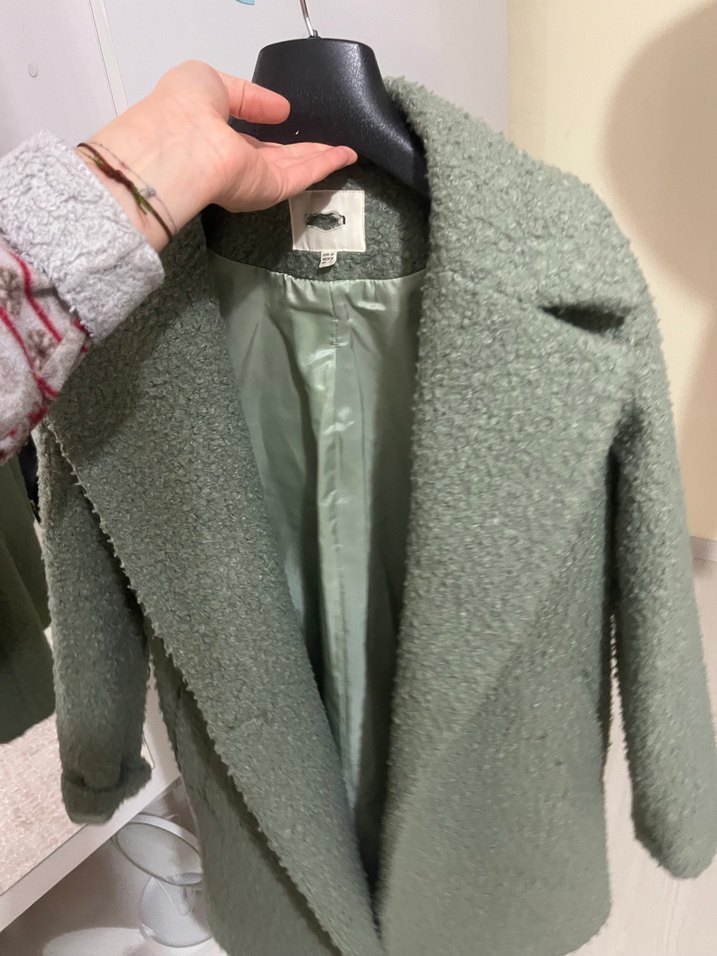 Gri Midi Kadın Kaban, Kürklü Detaylı - Görsel 3