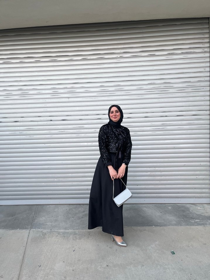 Uzun Siyah Drapeli Kadın Elbise - Görsel 3