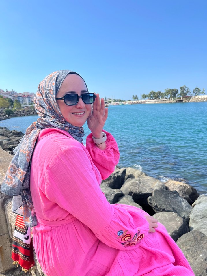 Pembe Bohem Uzun Elbise Yüksek Yaka - Görsel 2