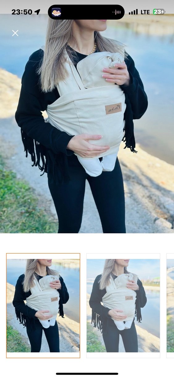 Beyaz Bebek Slingi - Görsel 2