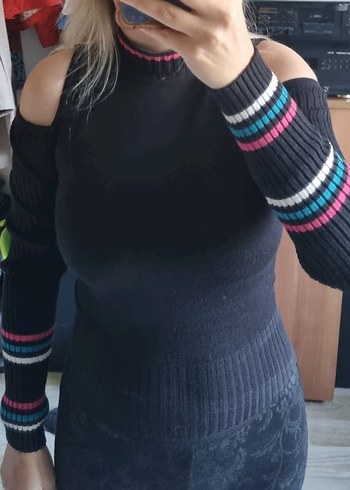 Y2K Triko Kadın Kazak- Omuz Açık - Görsel 6