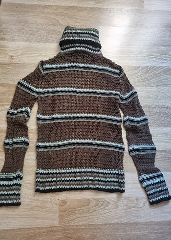 Mango File Modelli Kahverengi Triko Kazak - Görsel 3