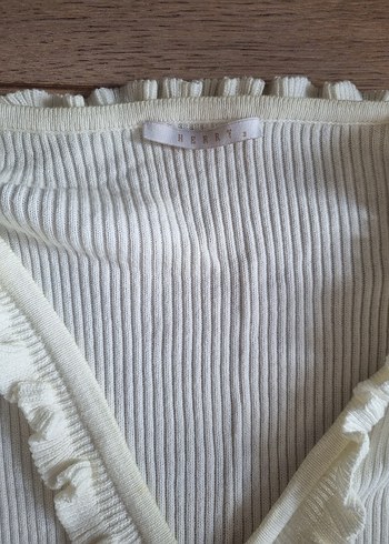 Beyaz V Yaka Triko Kadın Hırka - Görsel 2