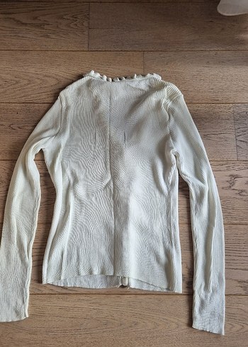 Beyaz V Yaka Triko Kadın Hırka - Görsel 3