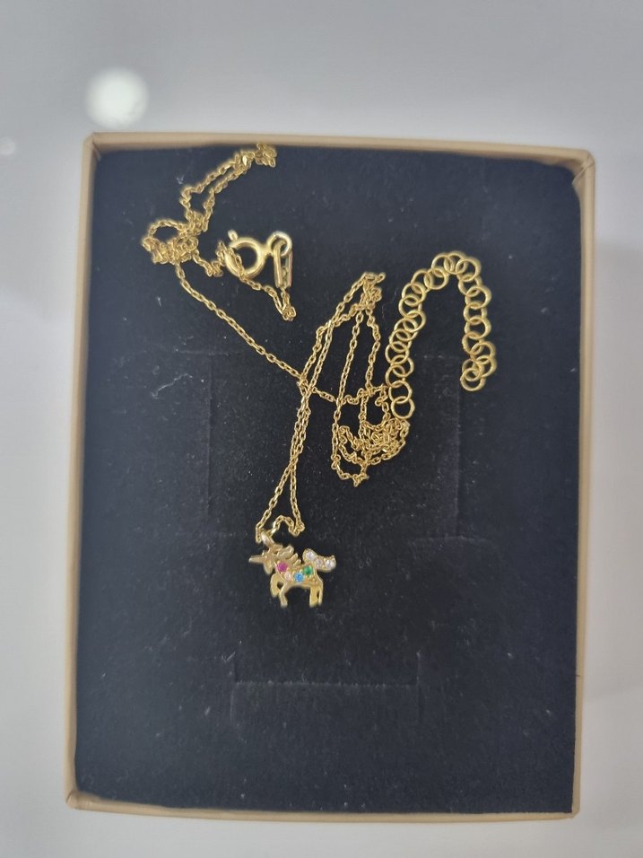 925 Ayar Gümüş Renkli Taşlı Unicorn Kolye - Görsel 3